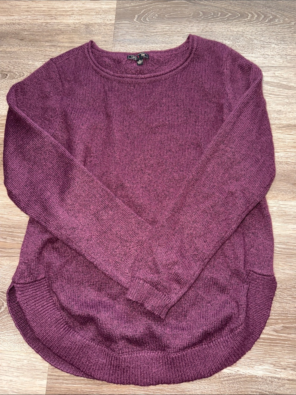 Lety & Me Burgundy Textured Knit Sweater Small Crewneck Fall